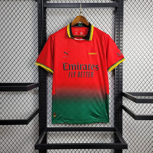 2024/2025 AC Milan x OFF-WHITE Red Football Shirt 1:1 Thai Quality